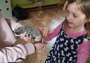 Lidka głaszcze jeżyka
