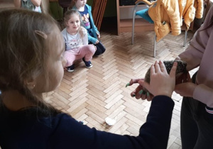Zuzia dotyka jeżyka