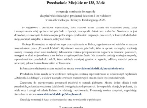 Nominacja do nagrody - Przedszkole Roku 2025