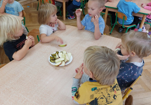 Dzieci jedzą owoce