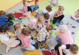 Zabawy na dywanie z wykorzystaniem darów jesieni