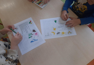 Dzieci rysują dodatkowe elementy na kartkach